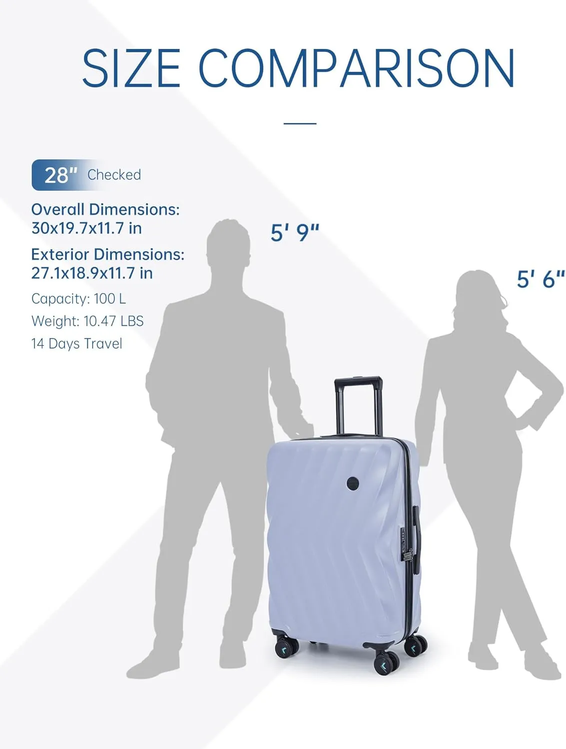 BAGSMART 28 Inch Luggage with Spinner Wheels, Polycarbonate Hardside Suitcase with TSA Lock, Lightweight Rolling Travel Luggage for Men Women, Lilac Purple