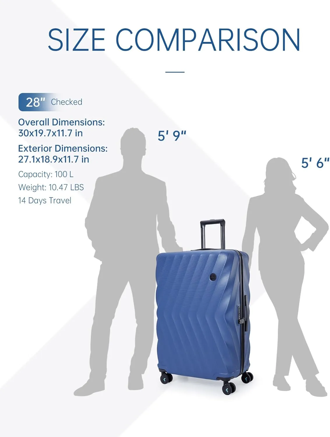 BAGSMART 28 Inch Luggage with Spinner Wheels, Polycarbonate Hardside Suitcase with TSA Lock, Lightweight Rolling Travel Luggage for Men Women, Navy Blue