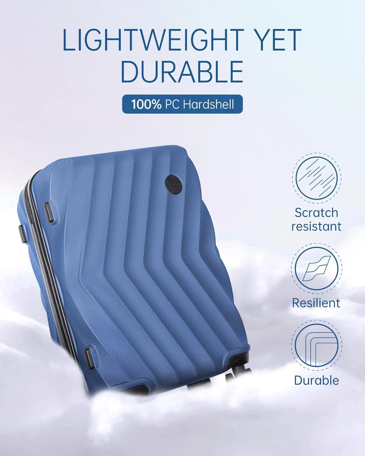BAGSMART 28 Inch Luggage with Spinner Wheels, Polycarbonate Hardside Suitcase with TSA Lock, Lightweight Rolling Travel Luggage for Men Women, Navy Blue