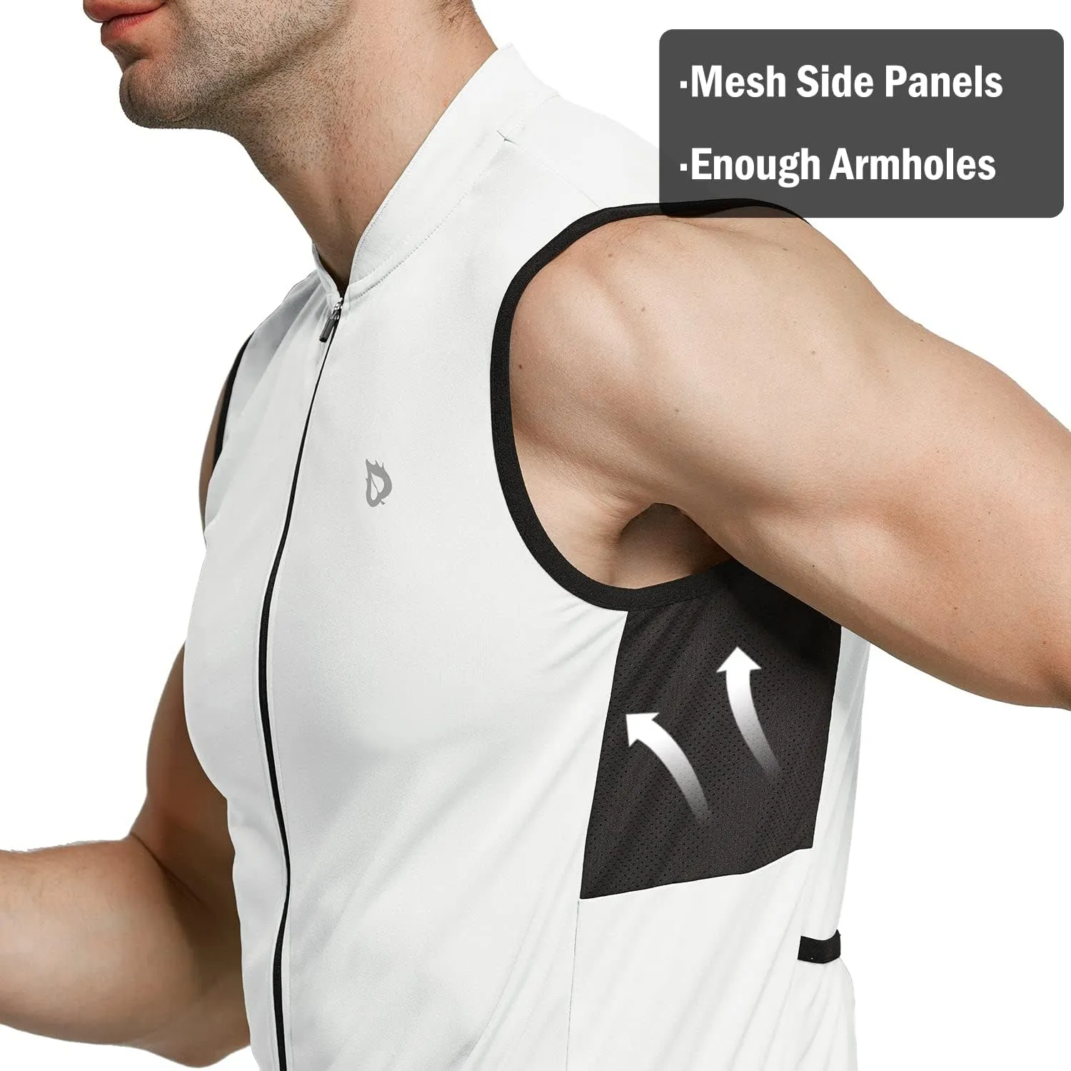 baleaf Men's Sleeveless Cycling Jersey Road Bike Shirt Bicycle Biking Tank Tops Full Zip Pockets SPF UPF50 