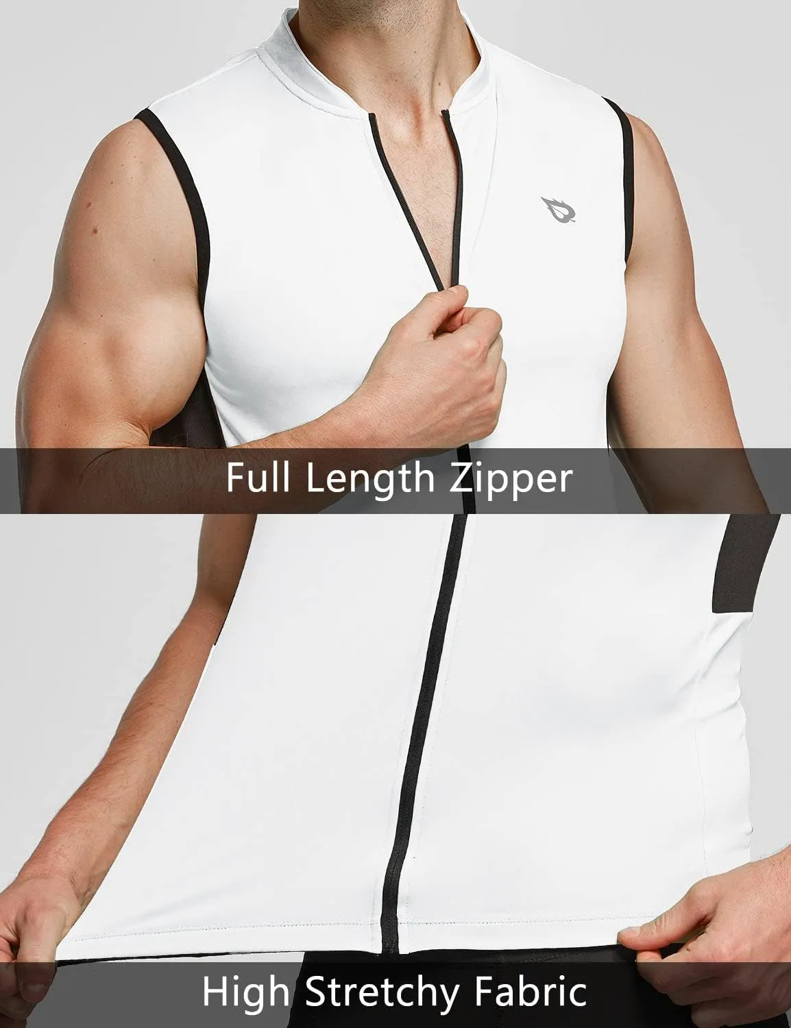 baleaf Men's Sleeveless Cycling Jersey Road Bike Shirt Bicycle Biking Tank Tops Full Zip Pockets SPF UPF50 