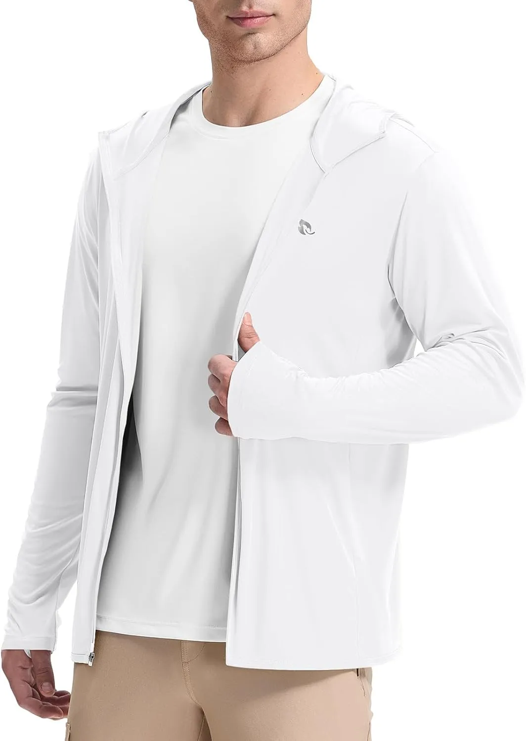 baleaf Men's UPF 50  Full Zip Light Jacket Hooded Long Sleeve Cooling Shirt with Pocket Hiking Fishing Outdoor Performance