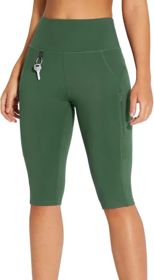 baleaf Women's Hiking Long Shorts Knee Length Biker Shorts High Waist Leggings Pockets Hiking Athletic Outdoor Travel Workout