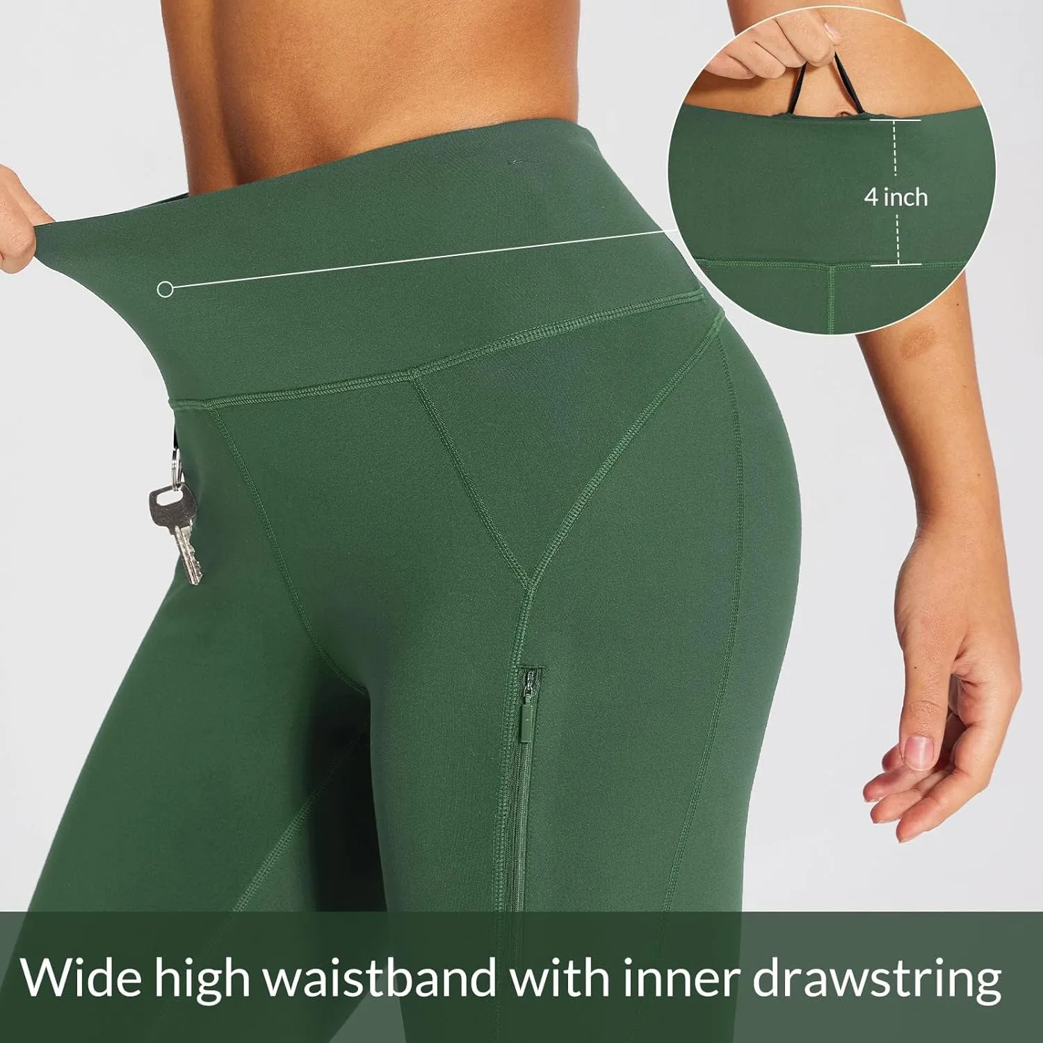 baleaf Women's Hiking Long Shorts Knee Length Biker Shorts High Waist Leggings Pockets Hiking Athletic Outdoor Travel Workout