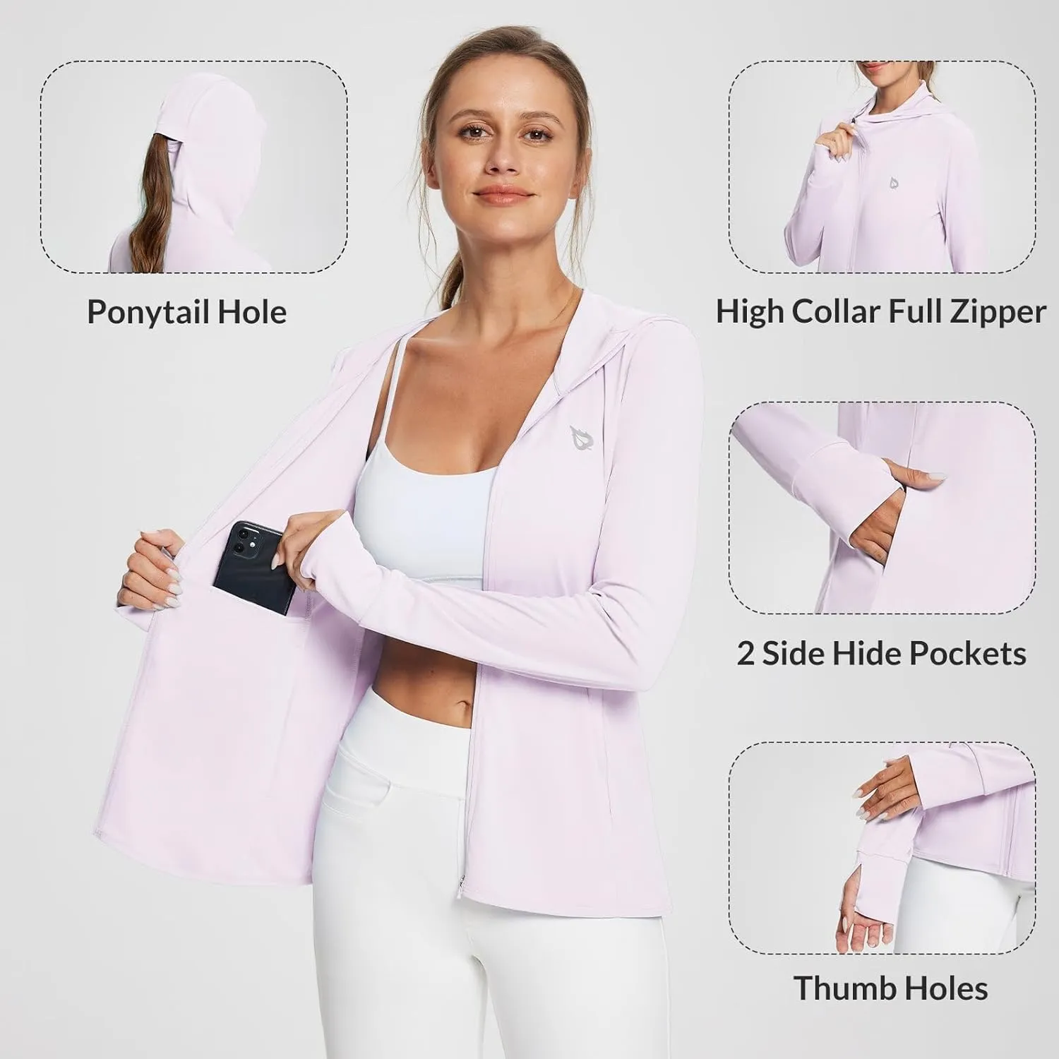 baleaf Women's Sun Protection Jacket Hoodie Clothing Lightweight Long Sleeve Sun Cover Up Shirt