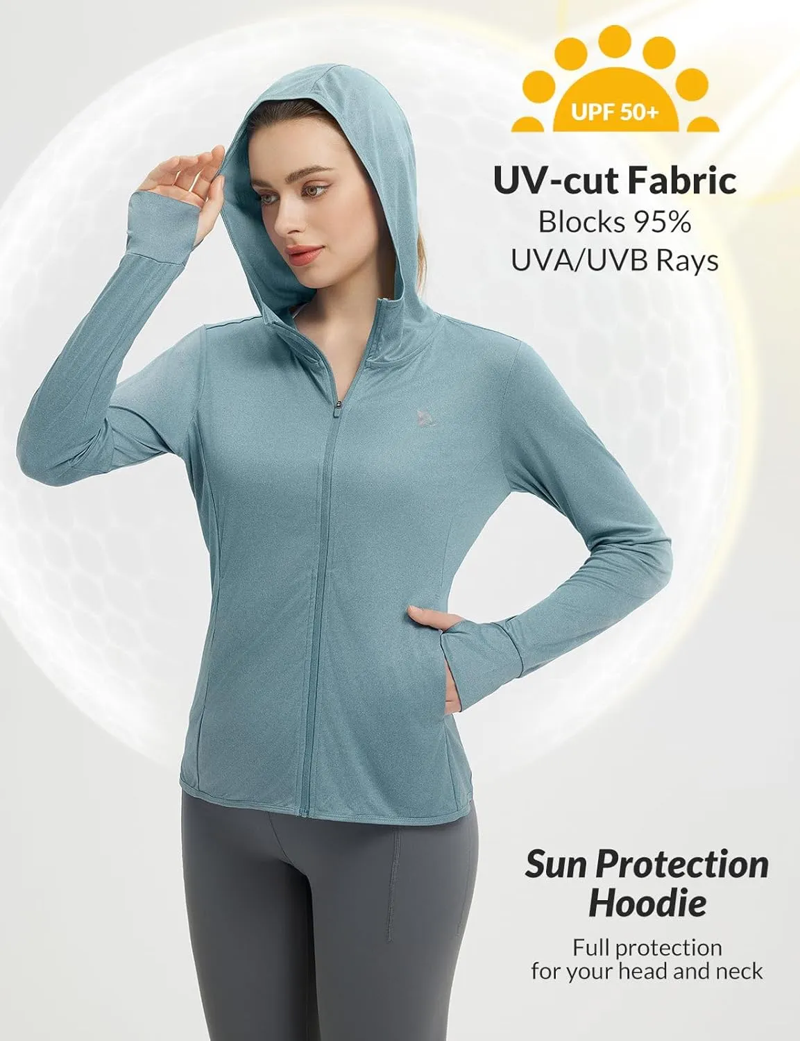 baleaf Women's UPF 50  Sun Protection Shirts SPF Jacket UV Cooling Hoodie Long Sleeve Summer Clothing for Outdoor Hiking