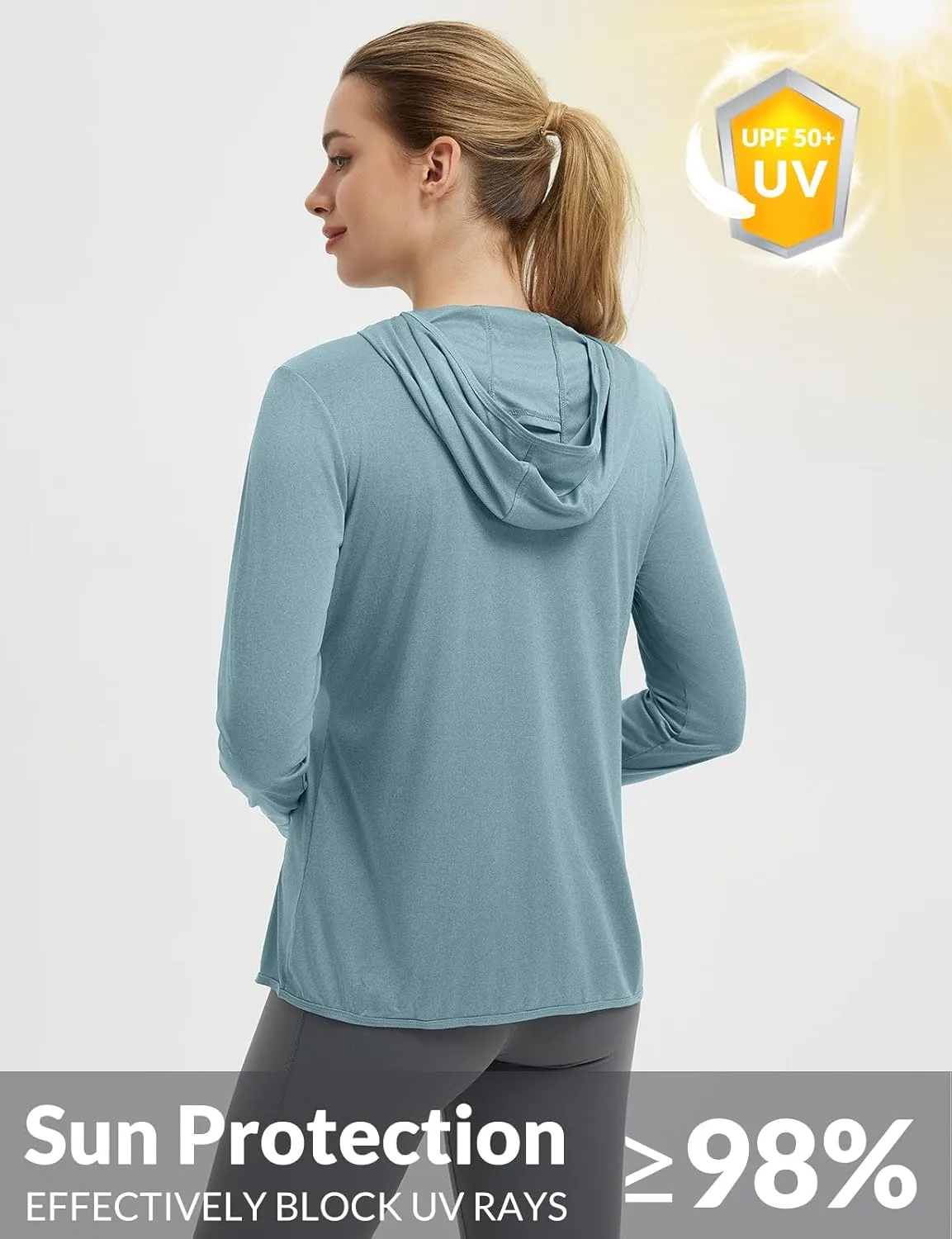 baleaf Women's UPF 50  Sun Protection Shirts SPF Jacket UV Cooling Hoodie Long Sleeve Summer Clothing for Outdoor Hiking
