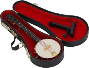 Banjo Miniature Replica, Miniature Banjo Model with Stand and Delicate Box, Miniature Wooden Guitar Model Home Decoration Display Ornament