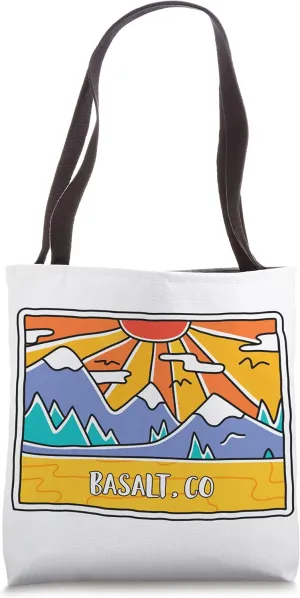 Basalt, CO Colorado Mountains Outdoor art retro sunset Tote Bag