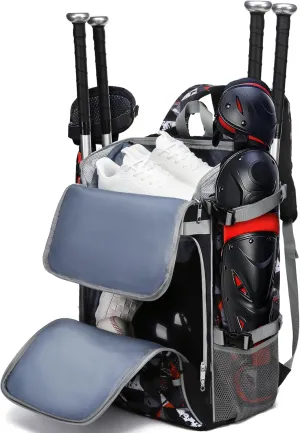 Baseball Softball Catchers Gear Bag for Helmet Chest Protector Leg Guards Cleats Large Baseball Softball Bat Backpack for Boys Girls Catchers Equipment Bag for Youth Adult