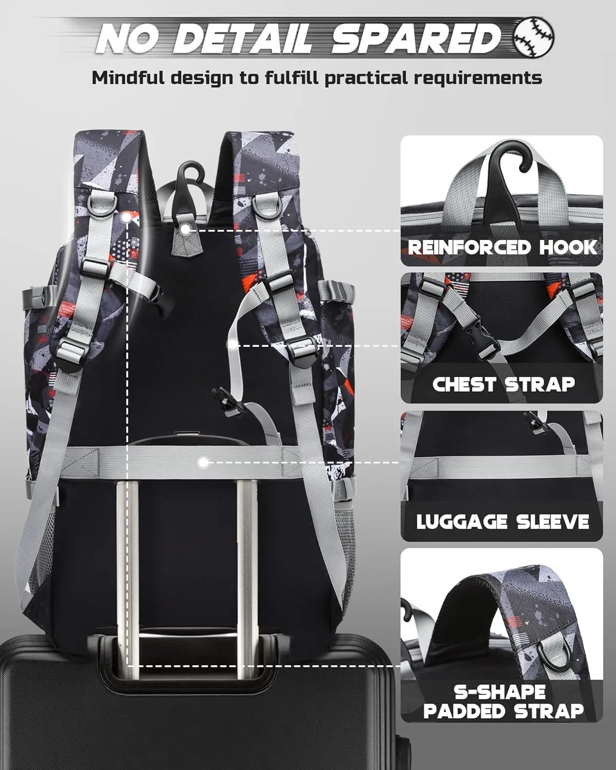 Baseball Softball Catchers Gear Bag for Helmet Chest Protector Leg Guards Cleats Large Baseball Softball Bat Backpack for Boys Girls Catchers Equipment Bag for Youth Adult