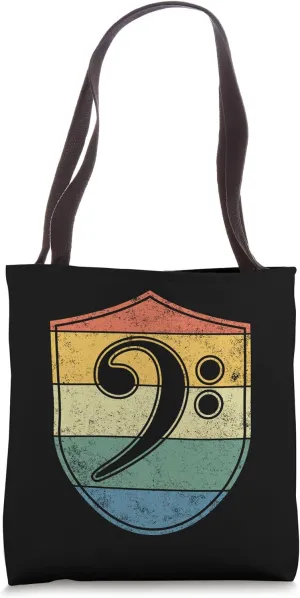 Bass Clef Music Retro Vintage Emblem Tote Bag