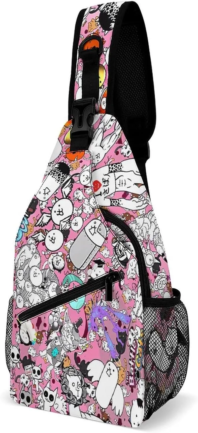 Battle-Cats Strap Casual Chest Bag, Multi-Purpose Crossbody Bag, Travel Bag For Men And Women 38x20cm