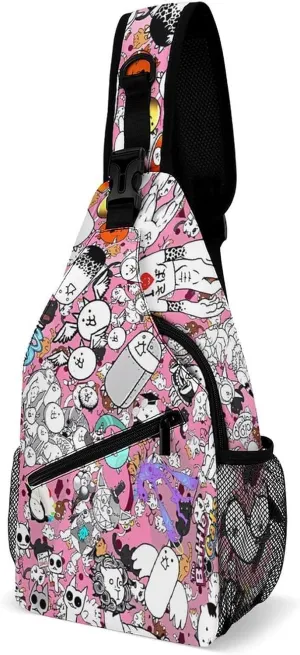 Battle-Cats Strap Casual Chest Bag, Multi-Purpose Crossbody Bag, Travel Bag For Men And Women 38x20cm