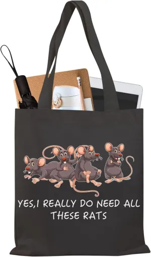 BDPWSS Rat Tote Bag - Cute Rat Mom Gift, Canvas Handbag