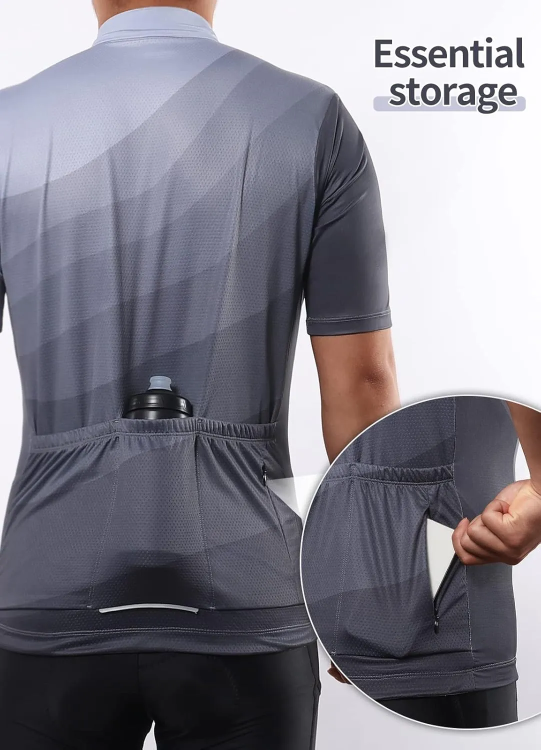 BERGRISAR Cycling Jersey Mens Bike Shirts Short Sleeve Bicycle Biking Clothes with Pockets Reflective