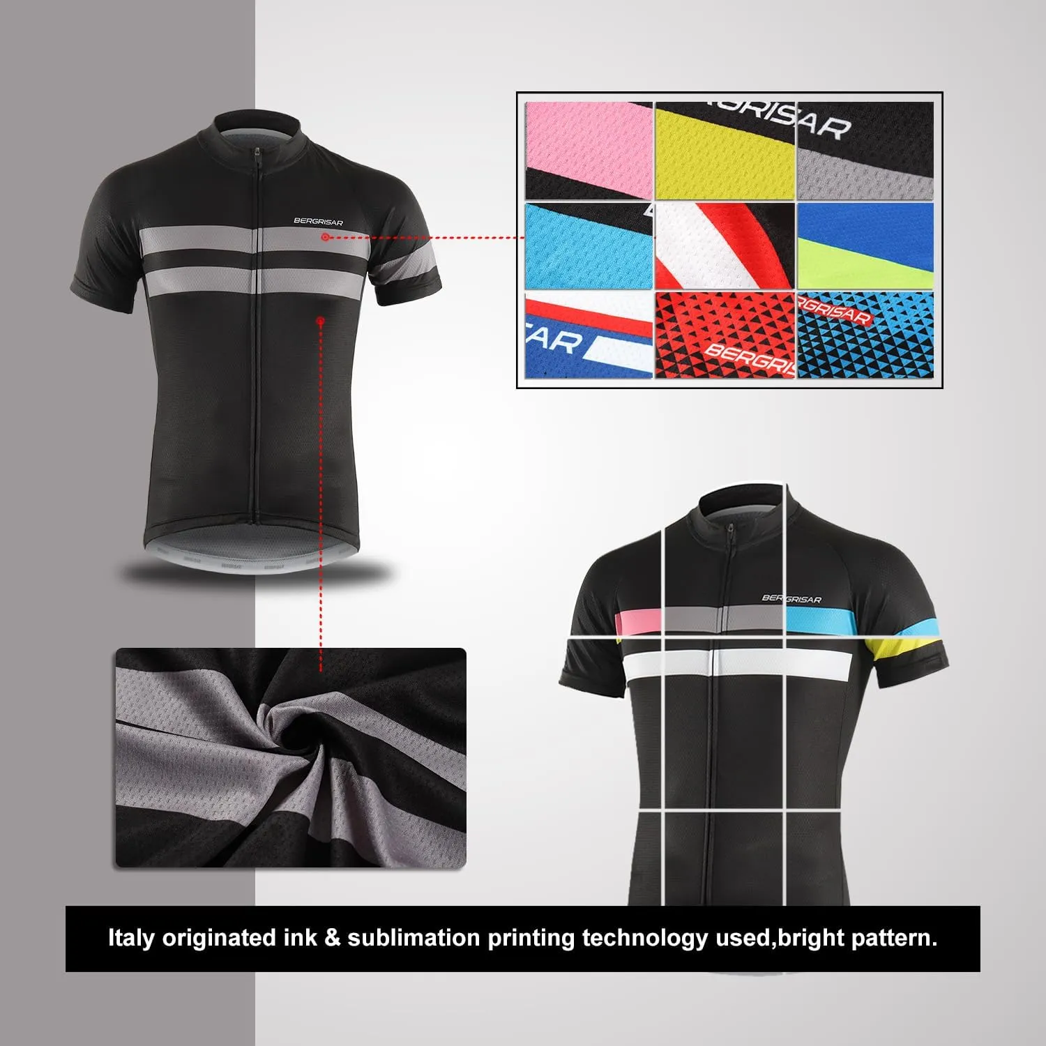 BERGRISAR Men's Cycling Jerseys Short Sleeves Bike Shirt