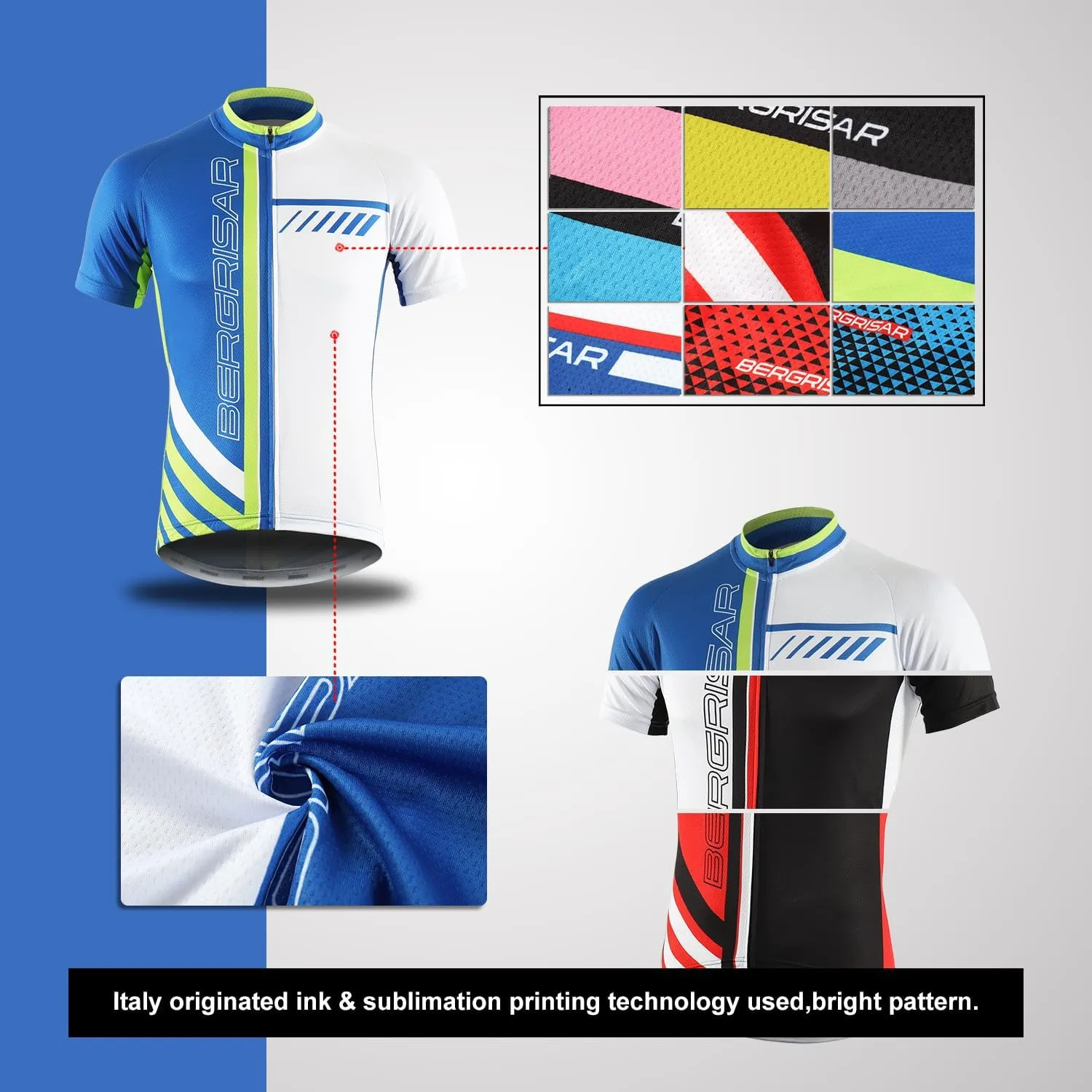 BERGRISAR Men's Cycling Jerseys Short Sleeves Bike Shirt