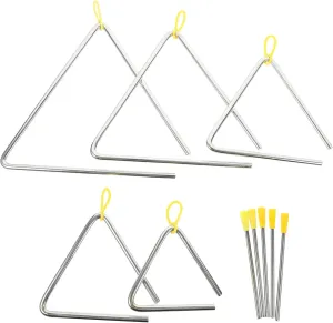 BESPORTBLE 5 Sets Triangle Percussion Instrument for Iron Music Triangle with Strikers Lightweight Educational for Home and Kindergarten Music Learning