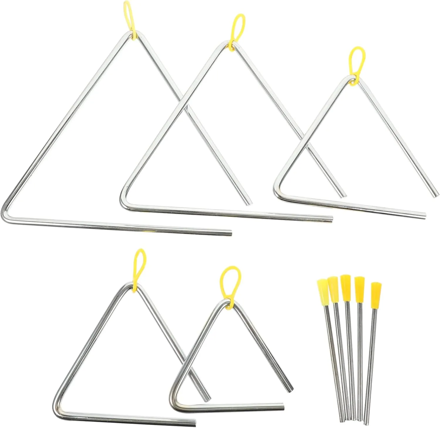 BESPORTBLE 5 Sets Triangle Percussion Instrument for Iron Music Triangle with Strikers Lightweight Educational for Home and Kindergarten Music Learning