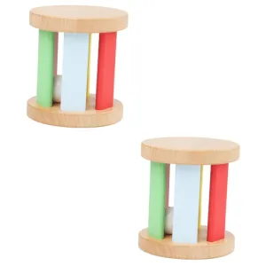 BESPORTBLE Wooden Roller Rattle Hand Rattle Educational for Newborns Lightweight Portable Sensory Instrument Enhances Hand Eye Coordination and Auditory Skills