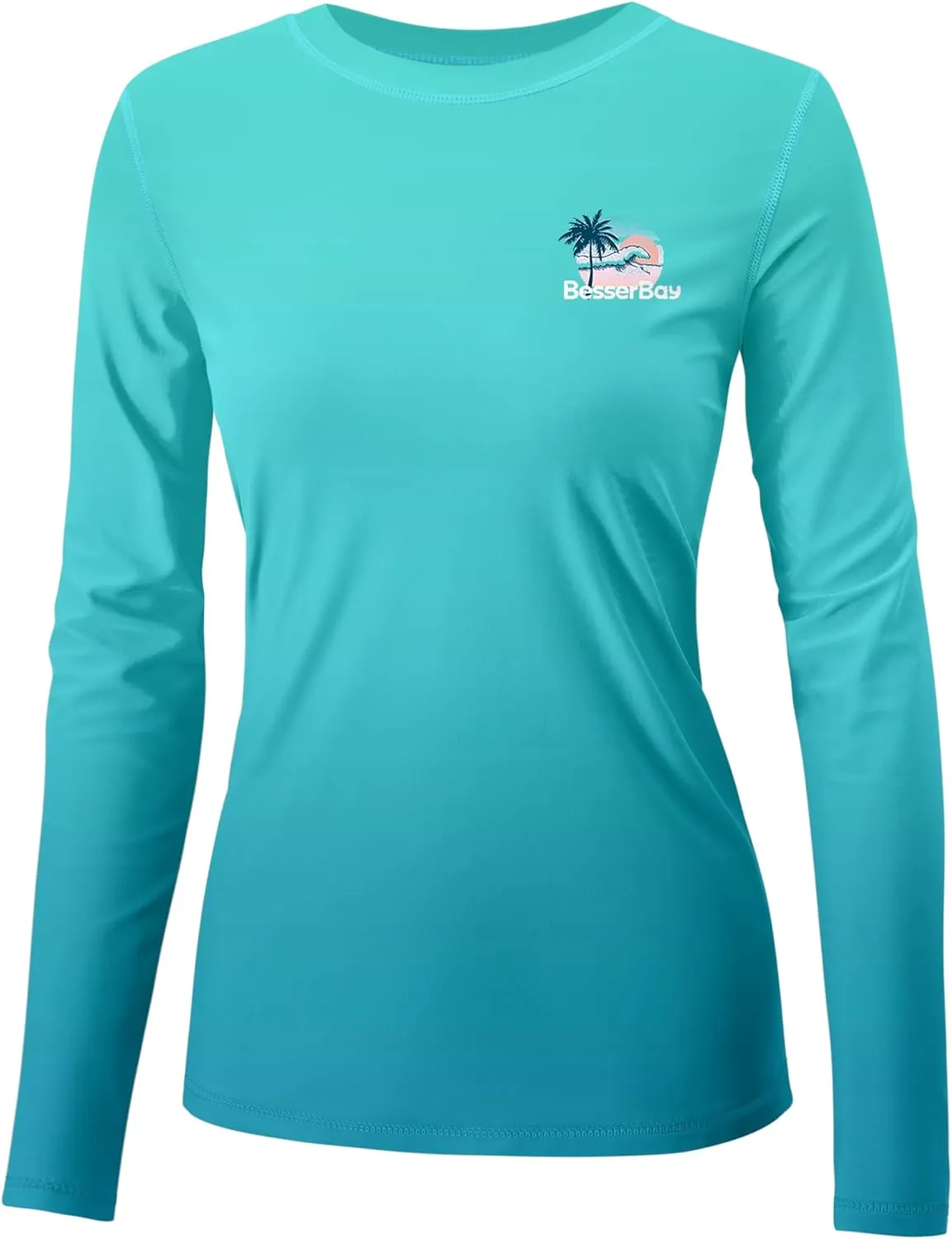 BesserBay Women’s UPF 50  Long Sleeve Rash Guard Sun Protection Outdoor Performance Shirts for Hiking Swim Fishing