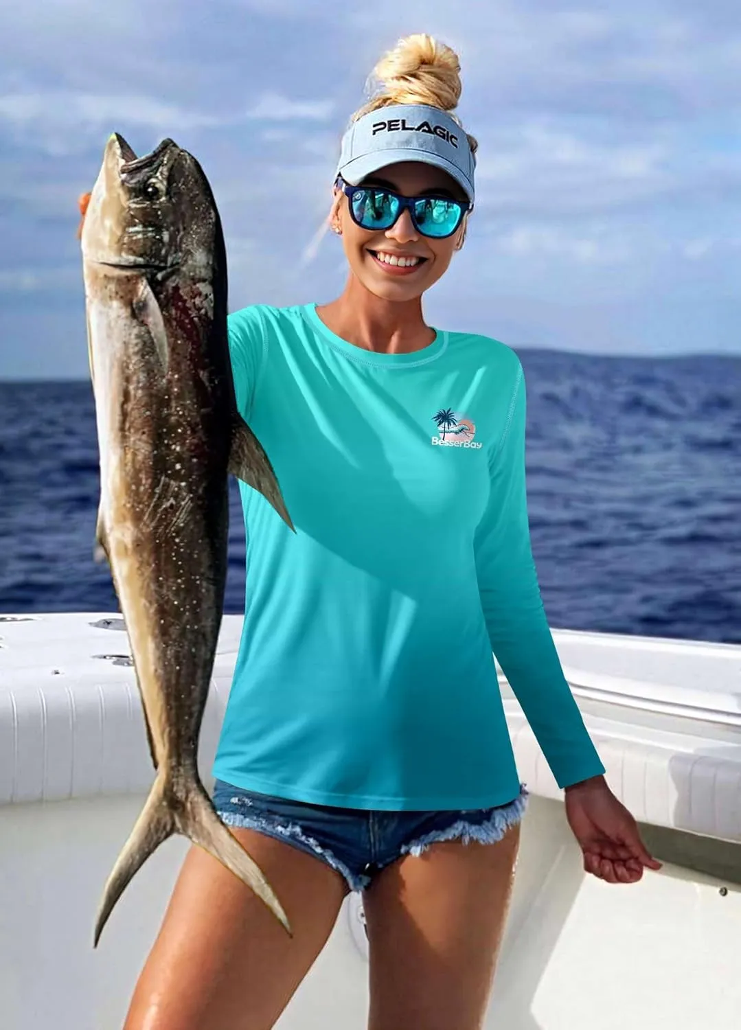 BesserBay Women’s UPF 50  Long Sleeve Rash Guard Sun Protection Outdoor Performance Shirts for Hiking Swim Fishing