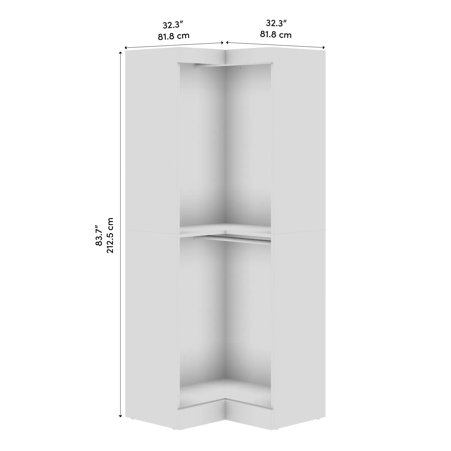 Bestar Pur 33 W Corner Closet Organizer - Bark Grey|Organisateur de garde-robe en coin Pur de Bestar de 33 po (L) - gris écorce
