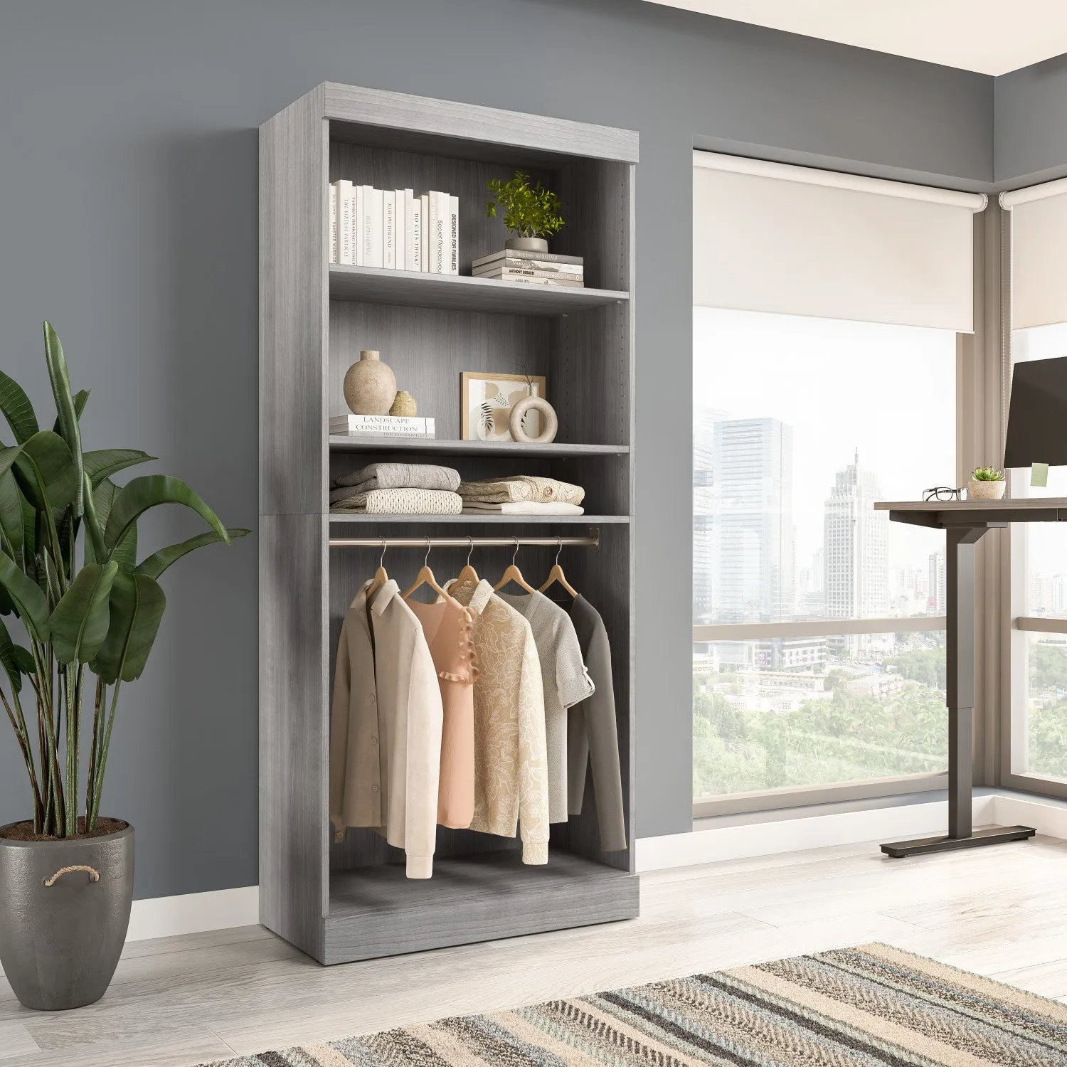 Bestar Pur 36 W Closet Organizer - Platinum Grey|Organisateur de garde-robe Pur de Bestar de 36 po (L) - gris platine