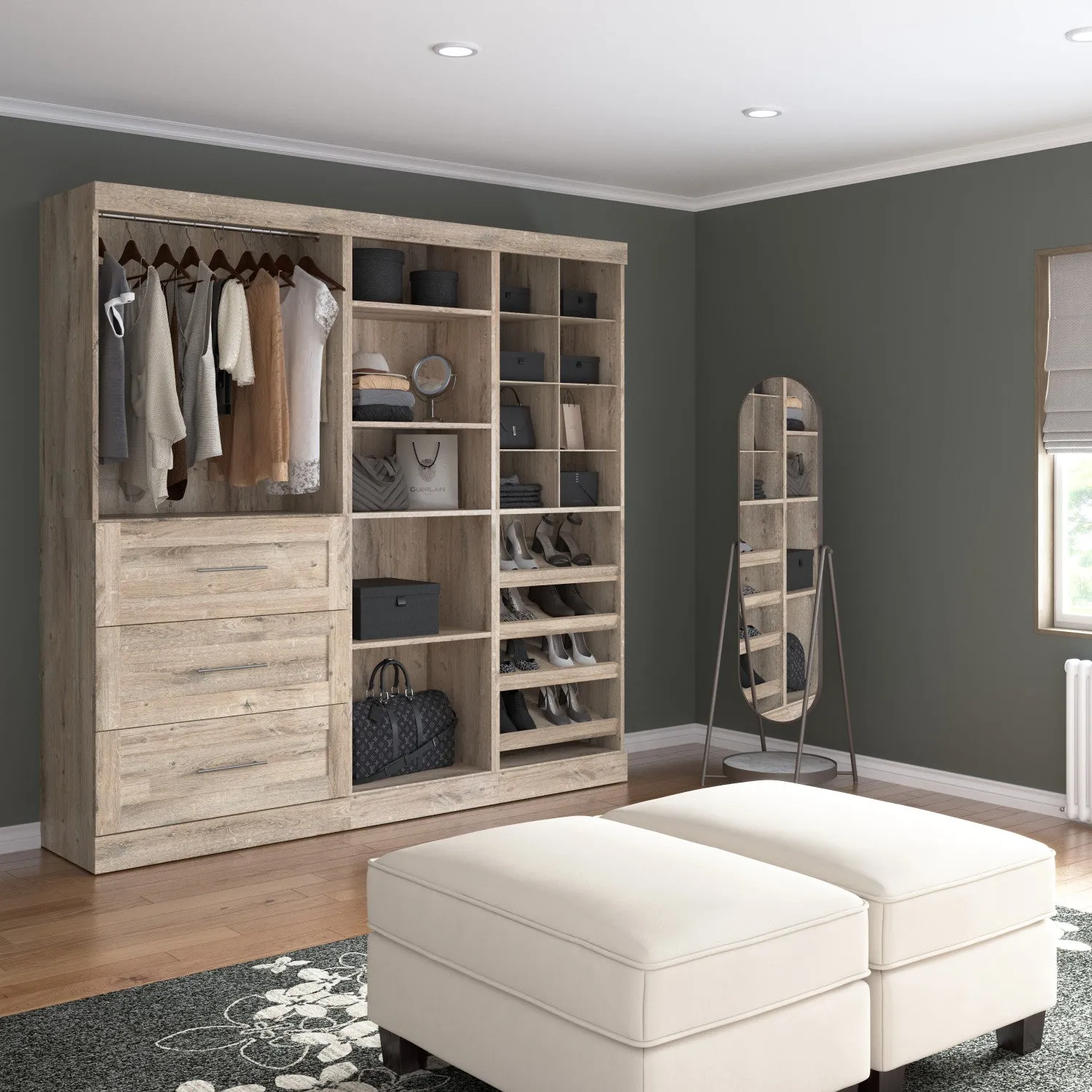 Bestar Pur 86 W Closet Organizer System - Rustic Brown|Système d’organisateur de garde-robe Pur de Bestar de 86 po (L) - brun rustique