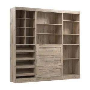 Bestar Pur 86 W Closet Organizer System - Rustic Brown|Système d’organisateur de garde-robe Pur de Bestar de 86 po (L) - brun rustique