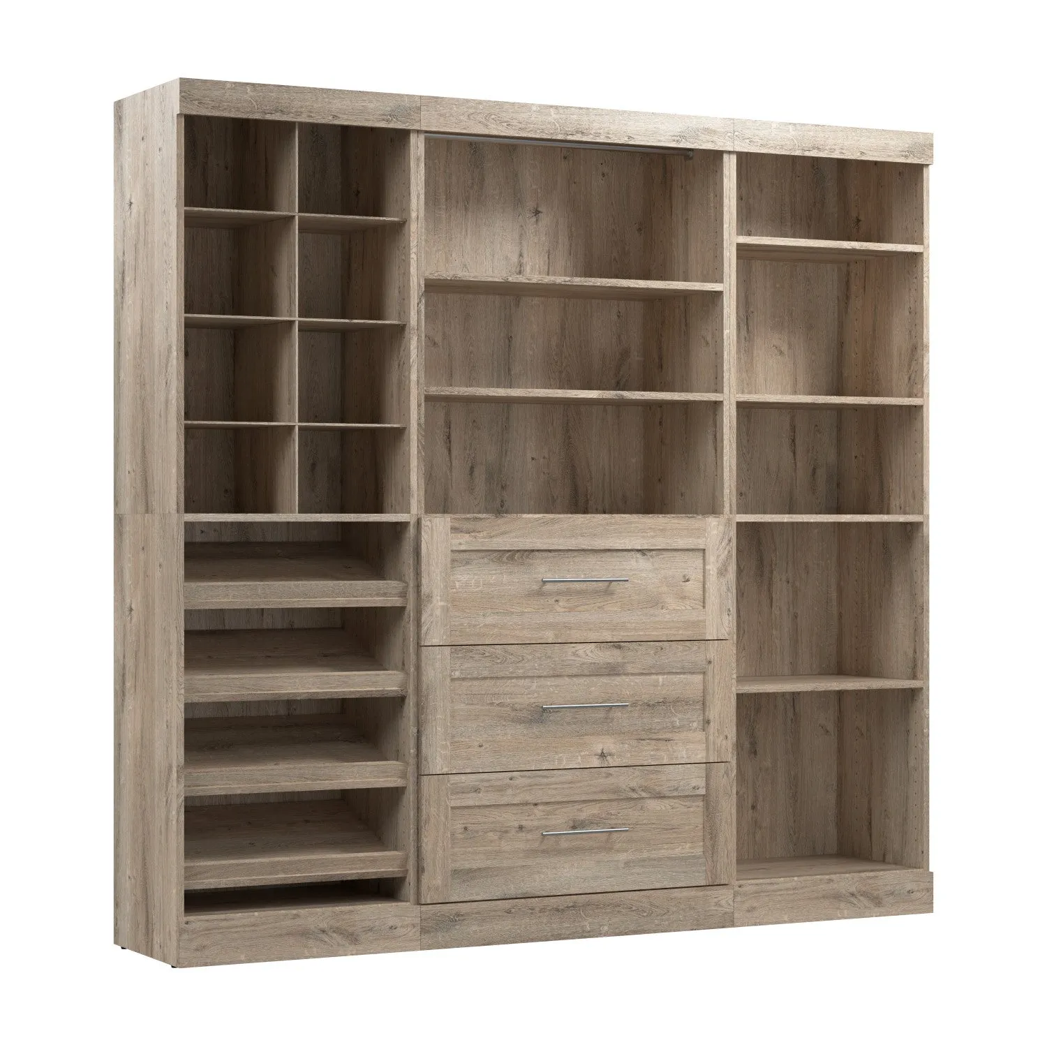 Bestar Pur 86 W Closet Organizer System - Rustic Brown|Système d’organisateur de garde-robe Pur de Bestar de 86 po (L) - brun rustique