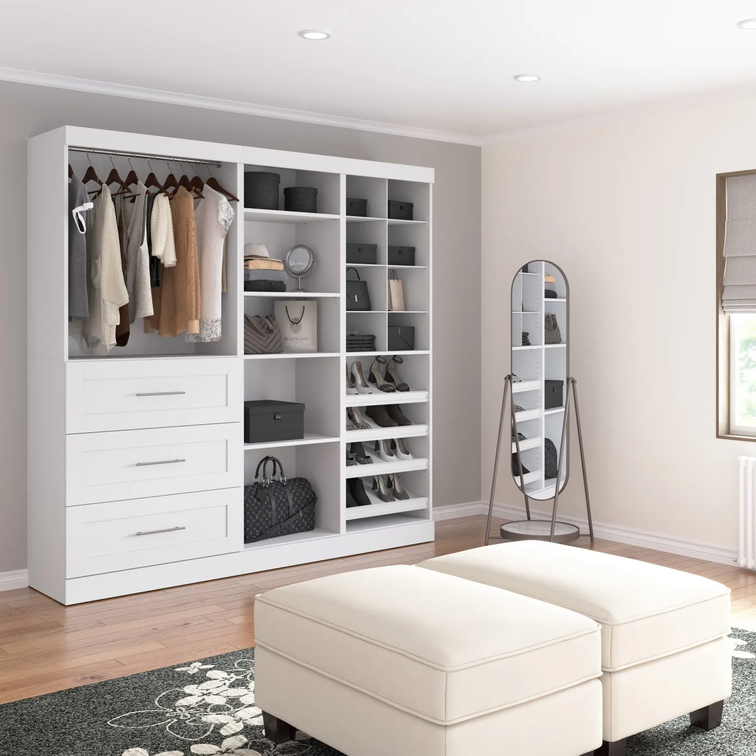 Bestar Pur 86 W Closet Organizer System - White|Système d’organisateur de garde-robe Pur de Bestar de 86 po (L) - blanc