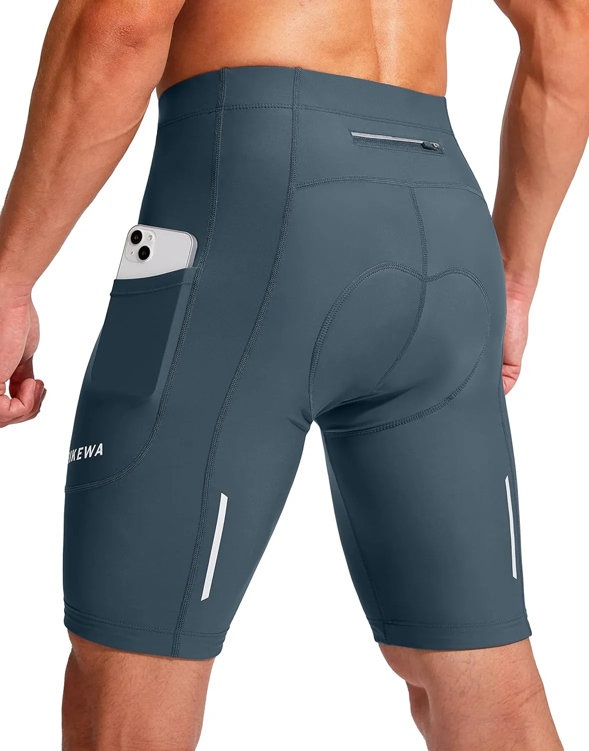 Bikewa Men's Bike Shorts 3D Padded Cycling Road Biking Mountain Riding Biker Bicycle UPF 50  Cycle Shorts Zipper Pockets