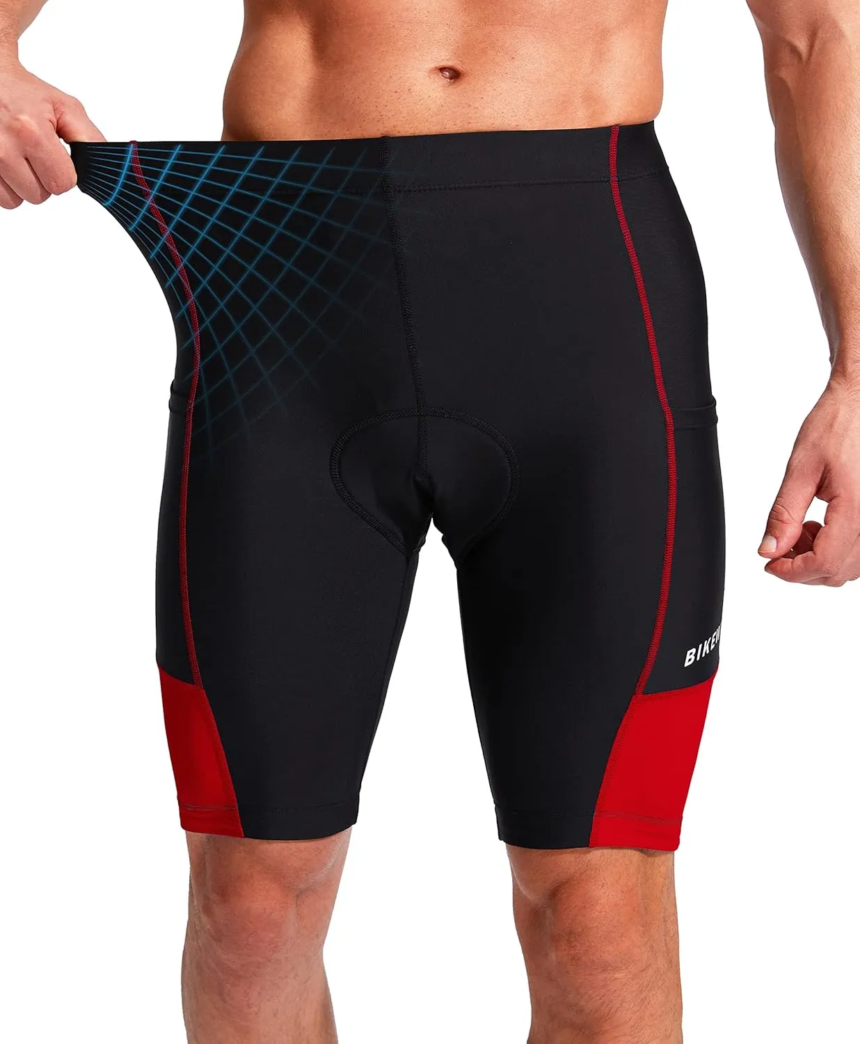 Bikewa Men's Bike Shorts 3D Padded Cycling Road Biking Mountain Riding Biker Bicycle UPF 50  Cycle Shorts Zipper Pockets