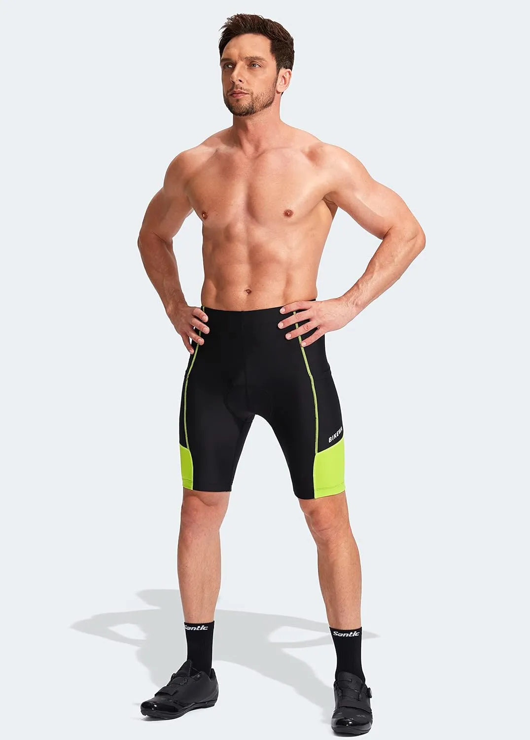 Bikewa Men's Bike Shorts 3D Padded Cycling Road Biking Mountain Riding Biker Bicycle UPF 50  Cycle Shorts Zipper Pockets