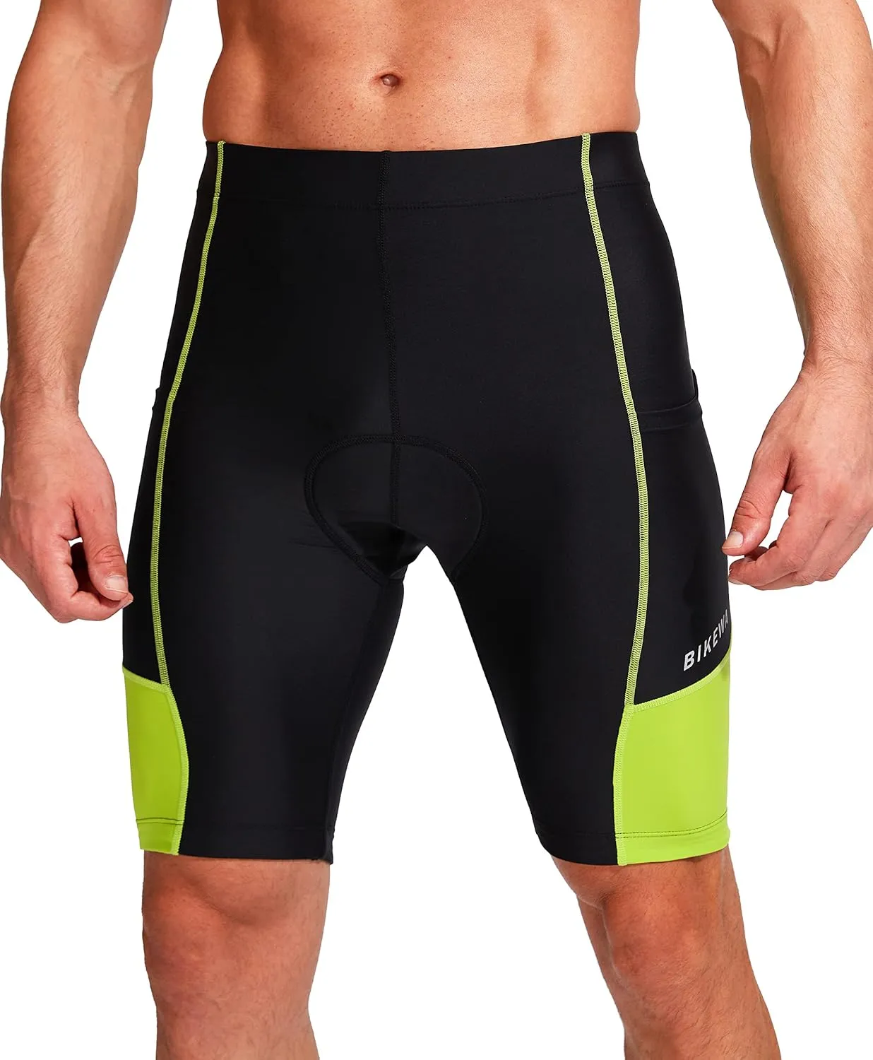 Bikewa Men's Bike Shorts 3D Padded Cycling Road Biking Mountain Riding Biker Bicycle UPF 50  Cycle Shorts Zipper Pockets