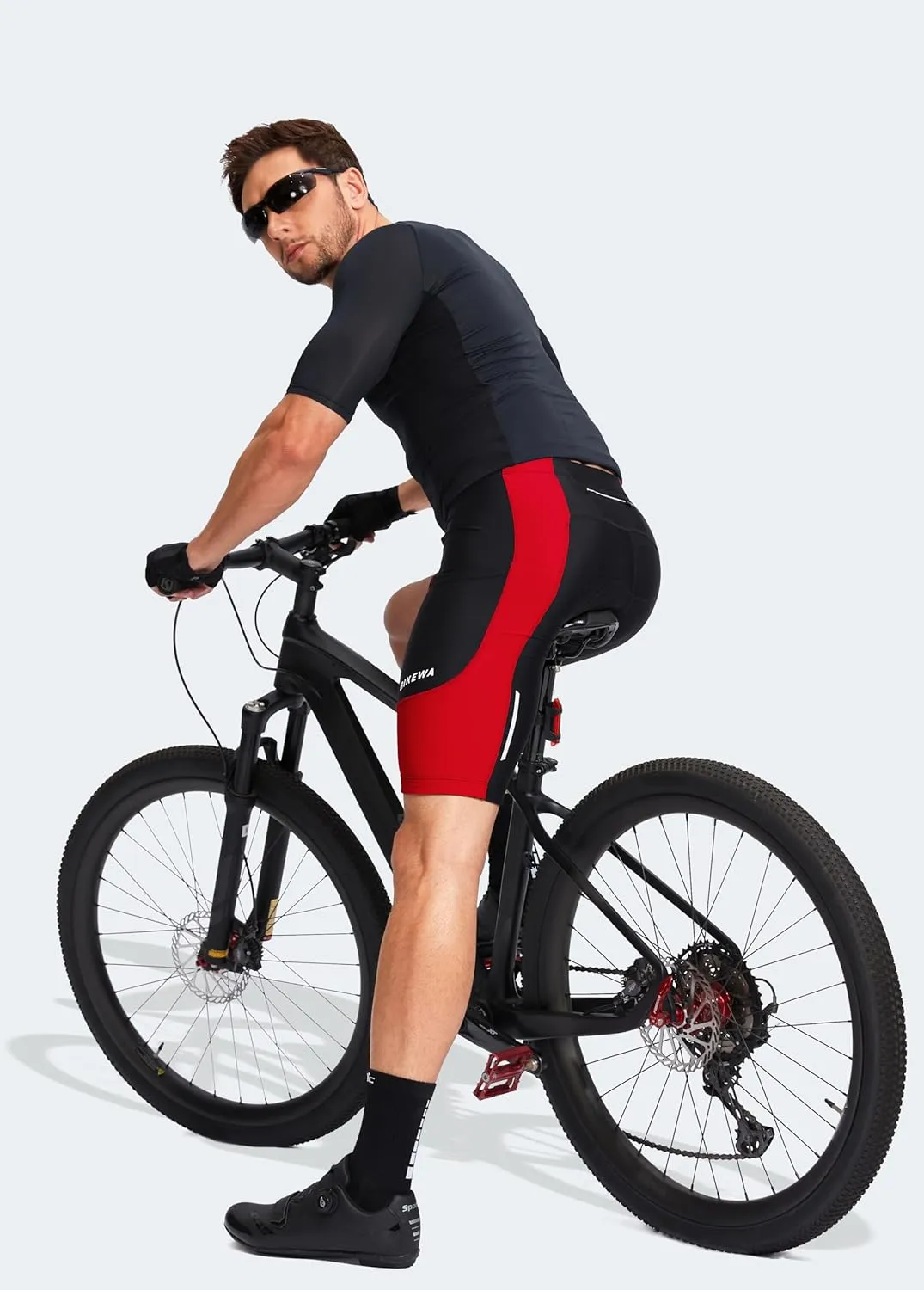 Bikewa Men's Bike Shorts 3D Padded Cycling Road Biking Mountain Riding Biker Bicycle UPF 50  Cycle Shorts Zipper Pockets