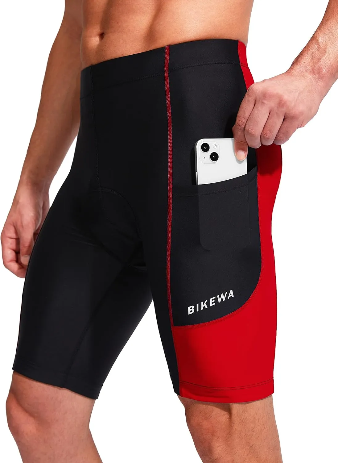Bikewa Men's Bike Shorts 3D Padded Cycling Road Biking Mountain Riding Biker Bicycle UPF 50  Cycle Shorts Zipper Pockets