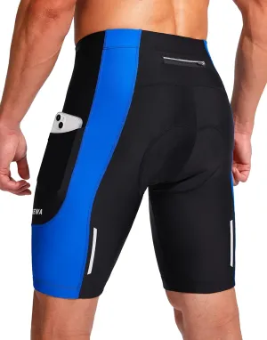Bikewa Men's Bike Shorts 3D Padded Cycling Road Biking Mountain Riding Biker Bicycle UPF 50  Cycle Shorts Zipper Pockets