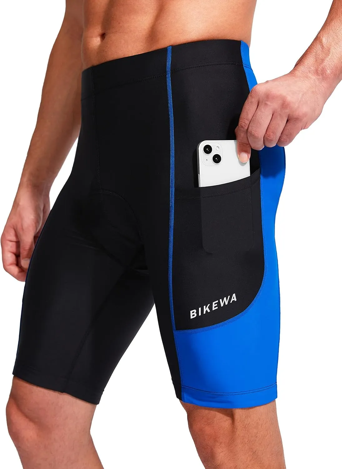 Bikewa Men's Bike Shorts 3D Padded Cycling Road Biking Mountain Riding Biker Bicycle UPF 50  Cycle Shorts Zipper Pockets