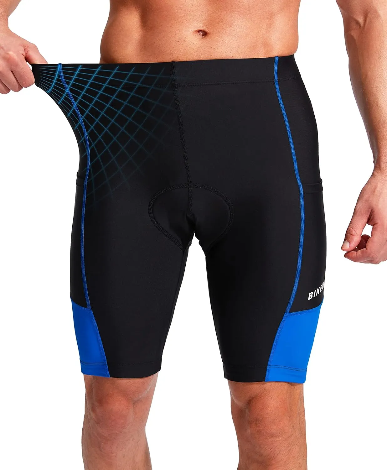 Bikewa Men's Bike Shorts 3D Padded Cycling Road Biking Mountain Riding Biker Bicycle UPF 50  Cycle Shorts Zipper Pockets