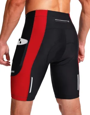 Bikewa Men's Bike Shorts 3D Padded Cycling Road Biking Mountain Riding Biker Bicycle UPF 50  Cycle Shorts Zipper Pockets