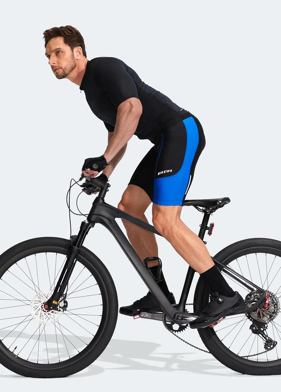 Bikewa Men's Bike Shorts 3D Padded Cycling Road Biking Mountain Riding Biker Bicycle UPF 50  Cycle Shorts Zipper Pockets