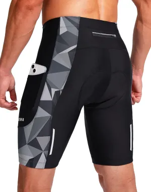Bikewa Men's Bike Shorts 3D Padded Cycling Road Biking Mountain Riding Biker Bicycle UPF 50  Cycle Shorts Zipper Pockets