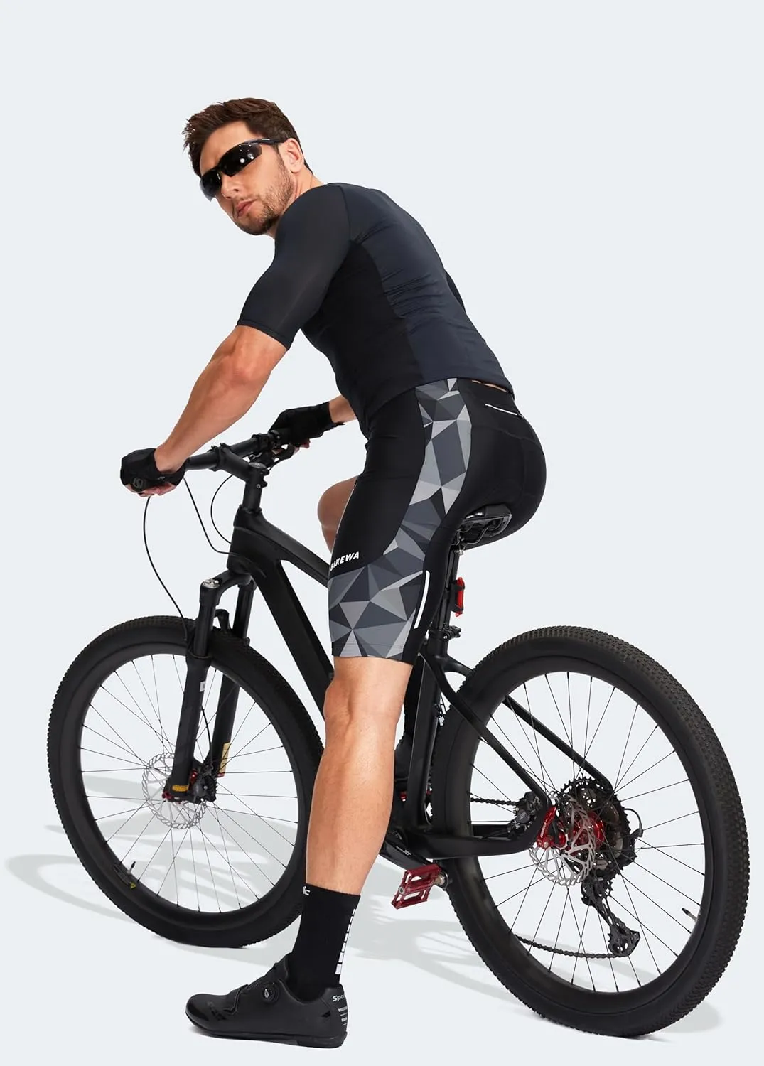 Bikewa Men's Bike Shorts 3D Padded Cycling Road Biking Mountain Riding Biker Bicycle UPF 50  Cycle Shorts Zipper Pockets