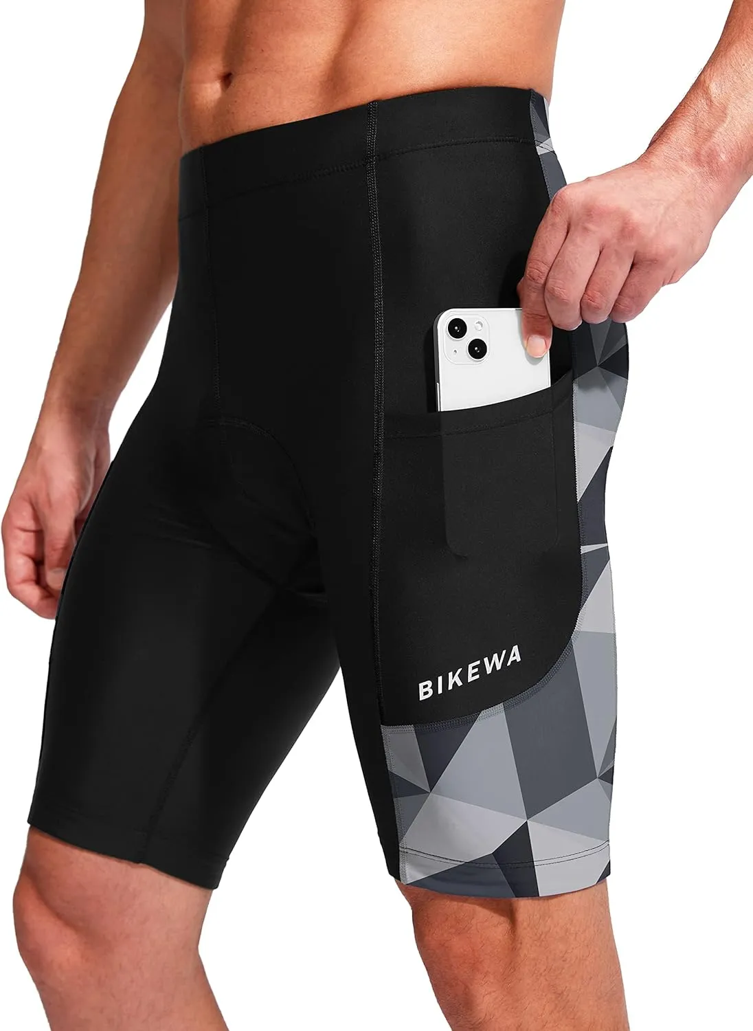 Bikewa Men's Bike Shorts 3D Padded Cycling Road Biking Mountain Riding Biker Bicycle UPF 50  Cycle Shorts Zipper Pockets