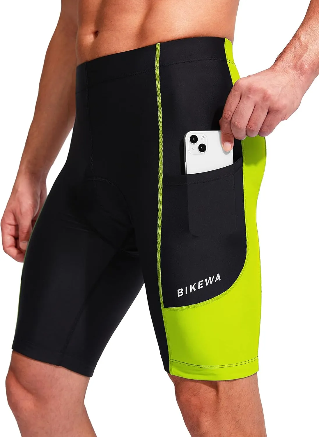 Bikewa Men's Bike Shorts 3D Padded Cycling Road Biking Mountain Riding Biker Bicycle UPF 50  Cycle Shorts Zipper Pockets