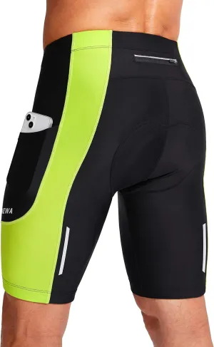 Bikewa Men's Bike Shorts 3D Padded Cycling Road Biking Mountain Riding Biker Bicycle UPF 50  Cycle Shorts Zipper Pockets
