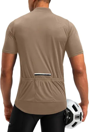 Bikewa Men's Cycling Jersey Moisture Wicking Short Sleeve UPF Half Zip Bike Road Riding Biking Shirts for Men Zipper Pockets